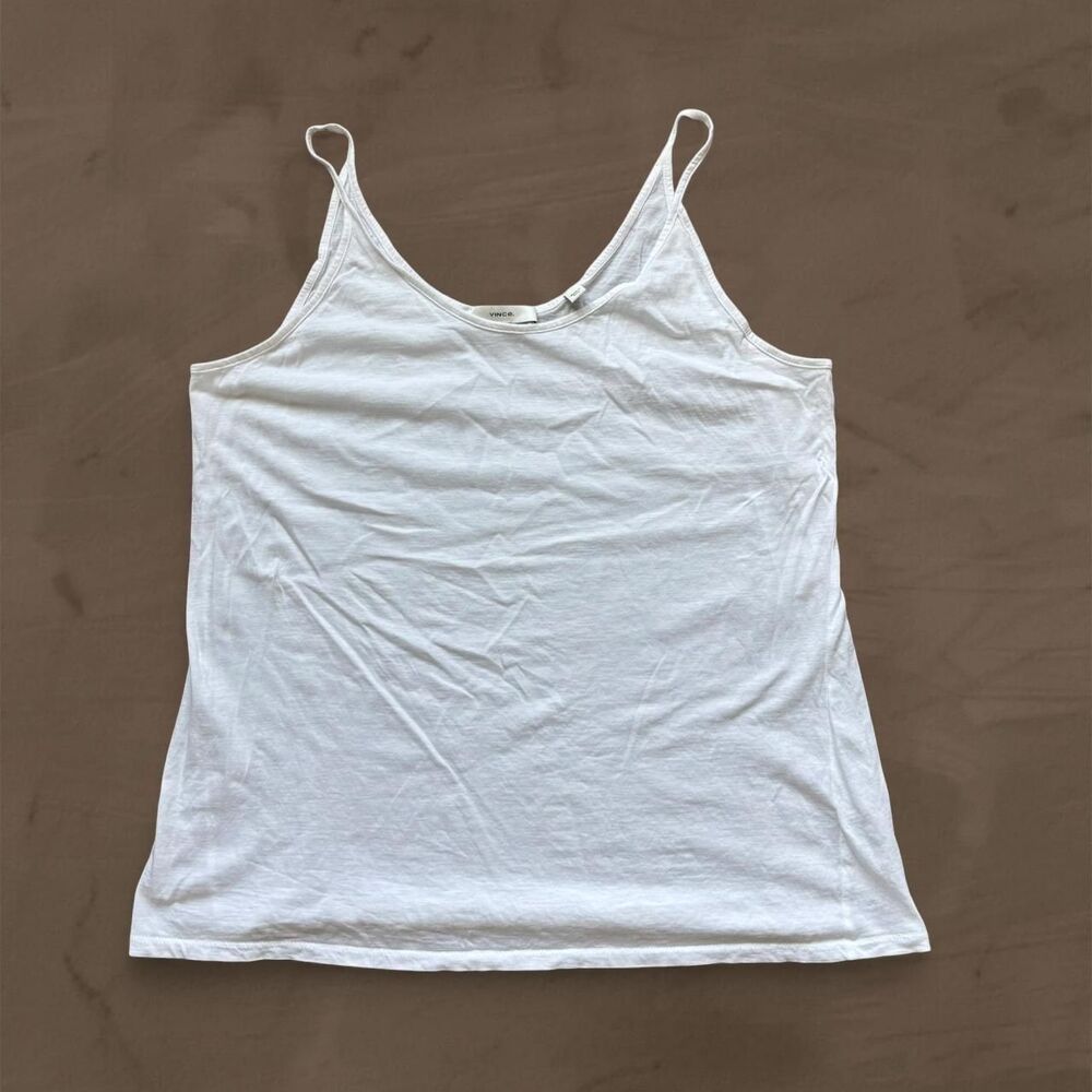 Vince white cotton tank top size large Pima cotton loose